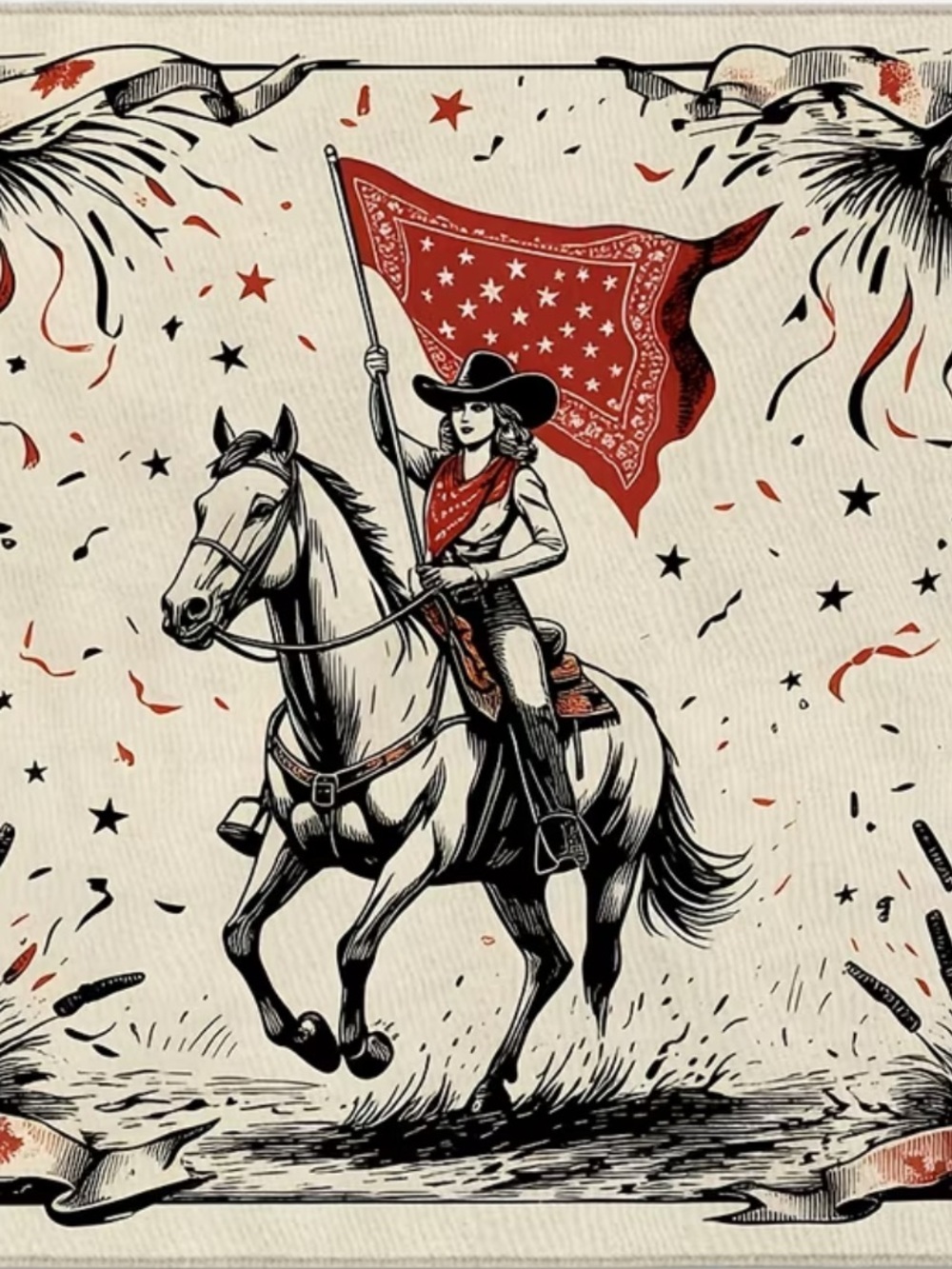 1 LEFT 🤠 Western Bandana Print Women's Scarf - Red/Black